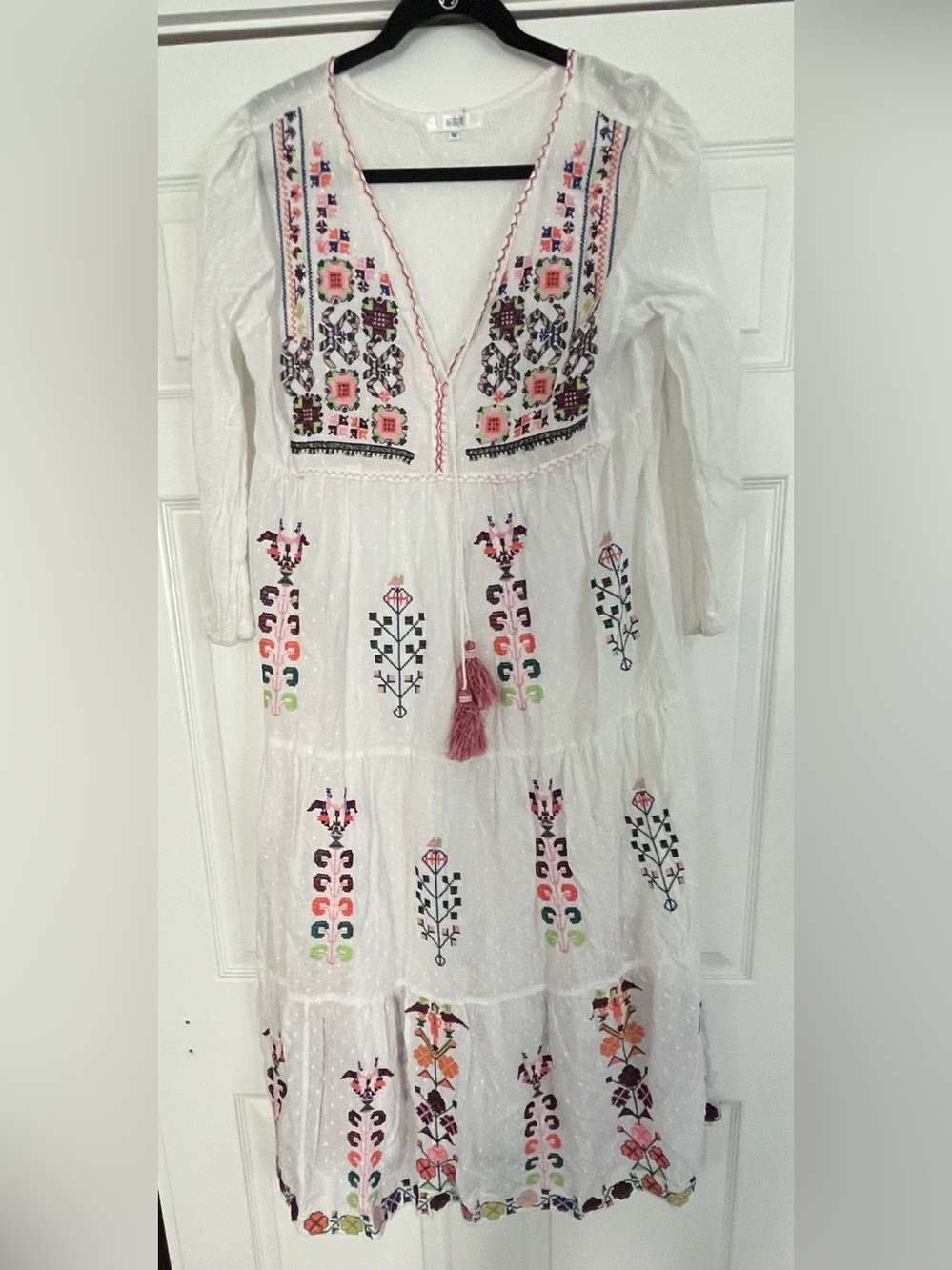 Guadalupe White Embroidered Maxi Dress with Multicolor Floral Motifs Sundance